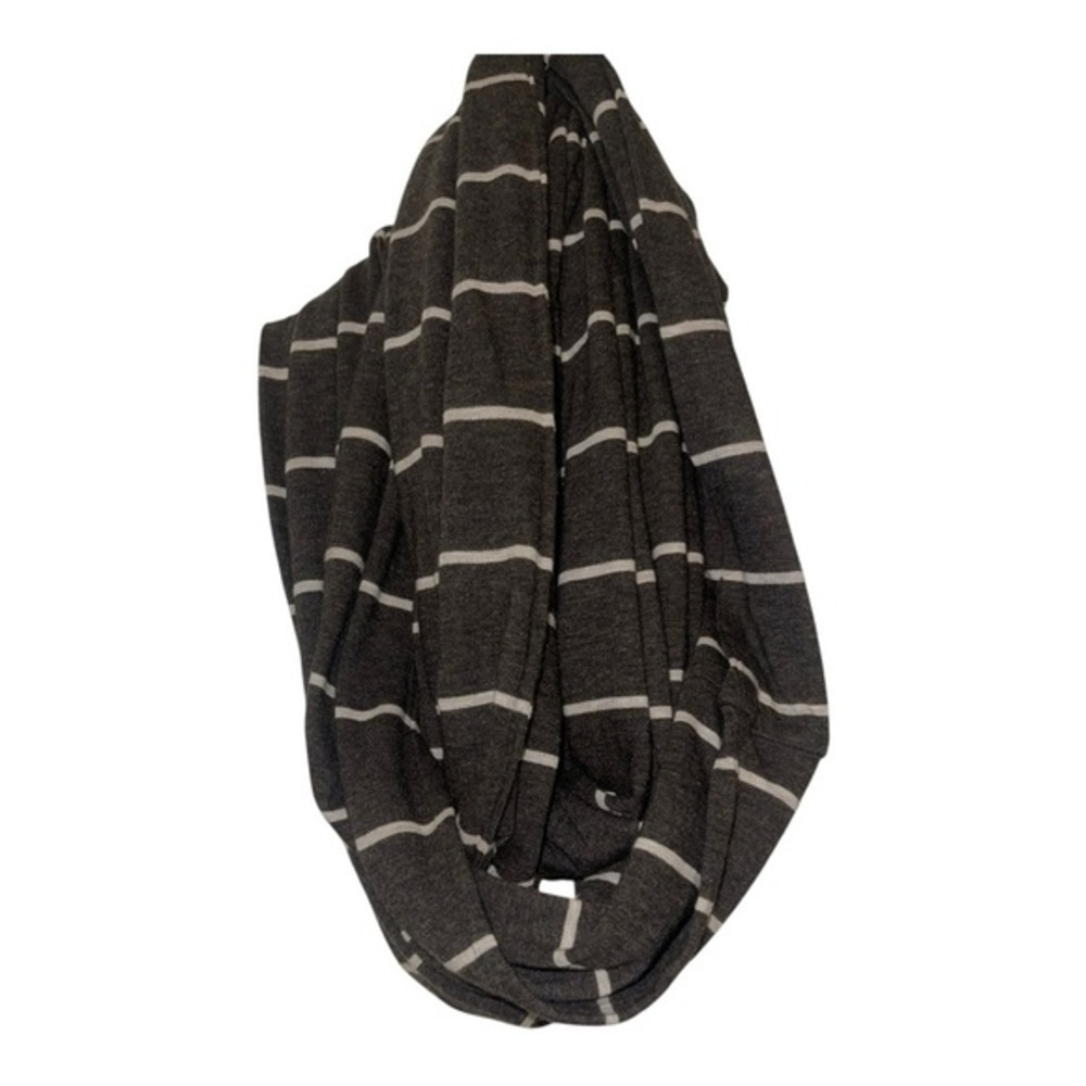 Vince Brown and White Striped Infinity Scarf